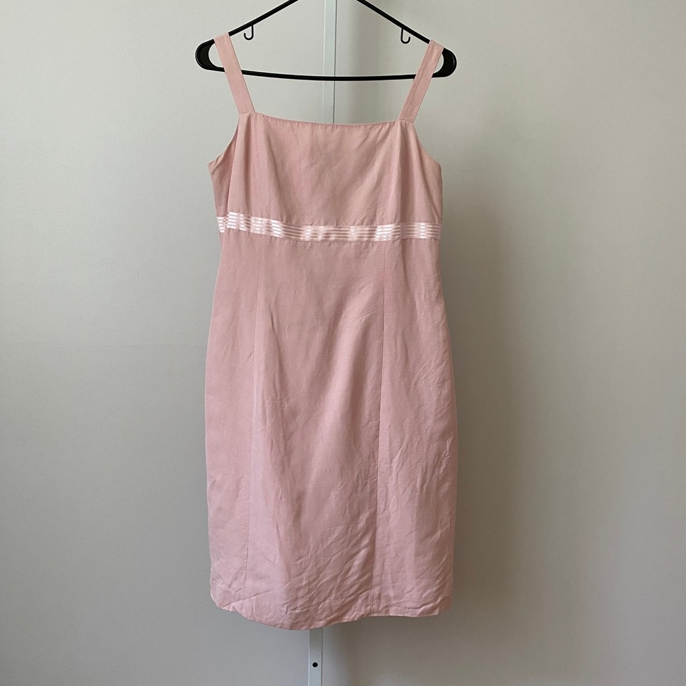 VTG Ann Taylor LOFT Silk Linen Dainty Coquette Sheath Dress 6 Pink